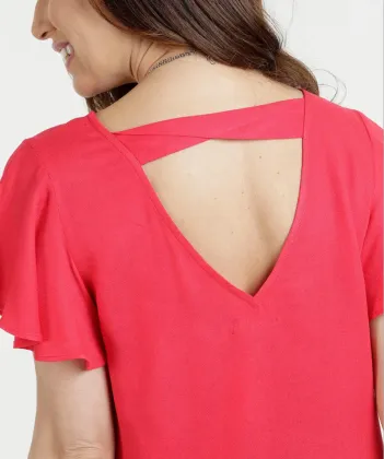 Butterfly sleeve V shape on the back shirt