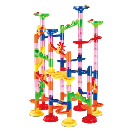 Diy Toy Parts Assembly: Slide Ball Race Track Building Block Marble Run