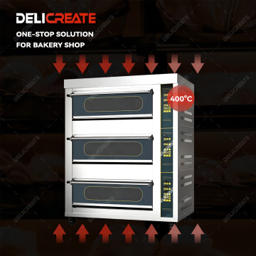High-Temperature Gas Deck Oven with 3 Decks and 6 Trays for Baking Cakes, Pastries, and Bread