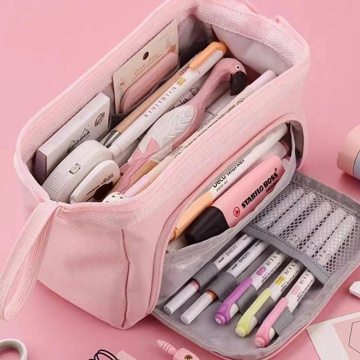 Black Pencil Pouch: Portable Pen Bag & Stationery Organizer - Makeup Cosmetic Case