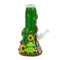 Vaso de vidrio bong con cactus en forma de cactus