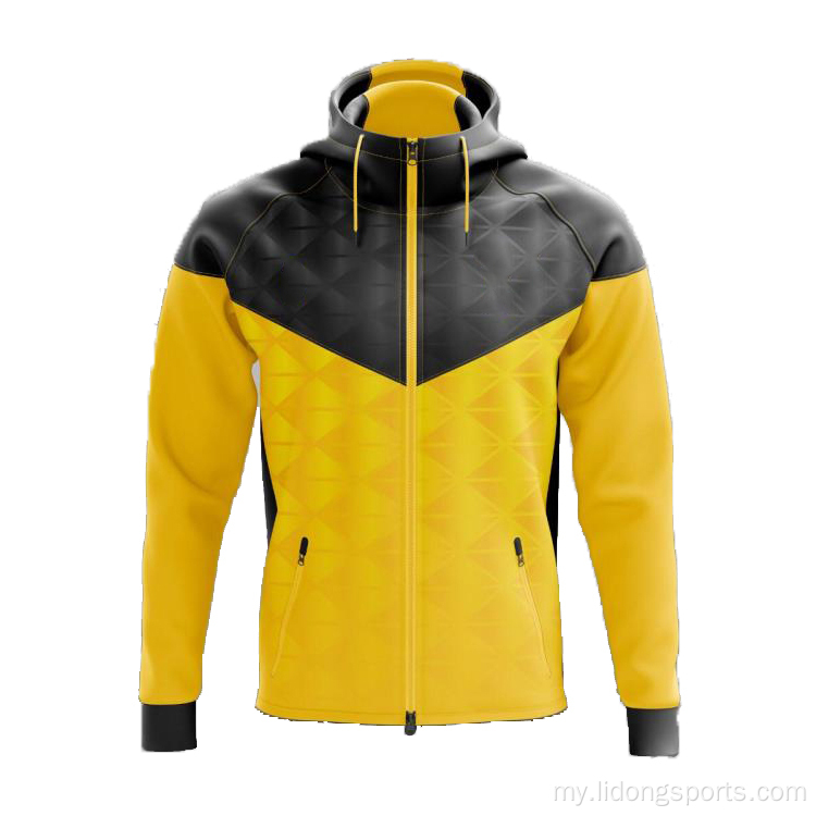 ဖက်ရှင် OEM စိတ်ကြိုက်ထုံးစံအတိုင်း Hoodie Plus အရွယ်အစားအမျိုးသားများ Zipper အားကစားအားကစားပြိုင်ပွဲ jack apparyie ipletshirtshirts