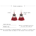 Women dangle chandelier tassel Pendant Earrings fashion retro Bohemian national style metal brand wool wheat natural agate stud