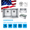 Double Bowl Stainless Steel Kitchen Handmade Apron Sink