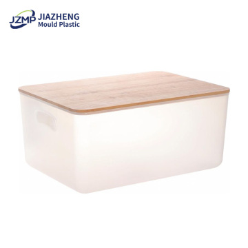 white storage bin White Storage Box Plastic Container With Bamboo Lid Factory