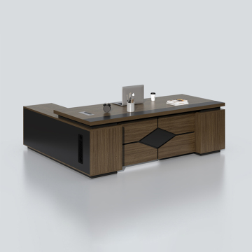 Luxury Modern Office Furniture with Organizer - President's Executive Desk & Reception Table