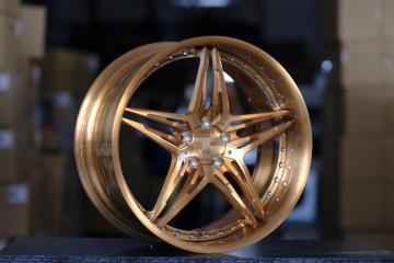 two-pieces golden wire drawing forged alloy wheel
