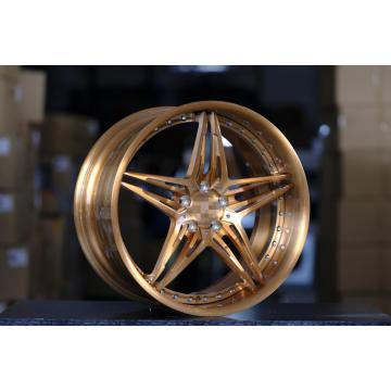 two-pieces golden wire drawing forged alloy wheel