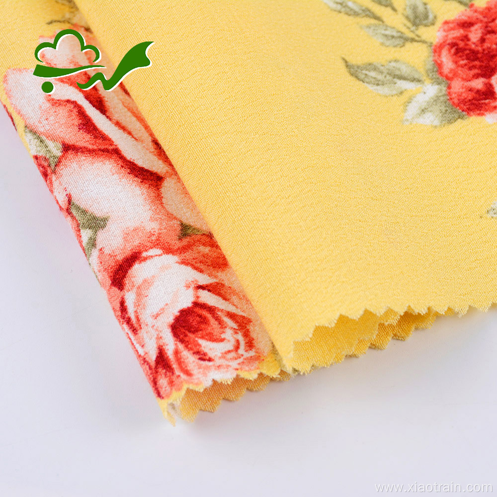 Printed flower woven plain crepe viscose rayon fabric