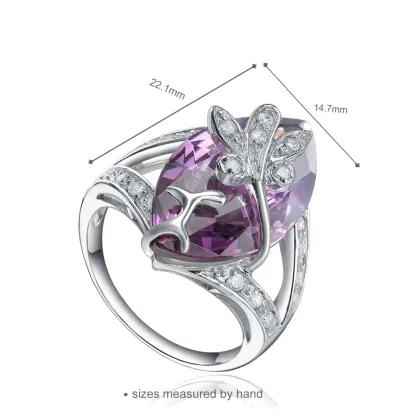 Fashion Silver Ring Jewelry 925 Sterling Silver Ring Purple CZ Silver Ring