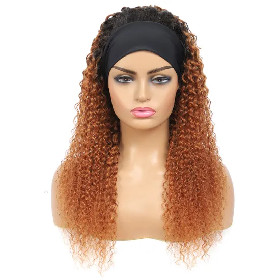 Curly Headband Wig Brazilian Human Hair Wigs Natural Color Headband Wig For Black Wome