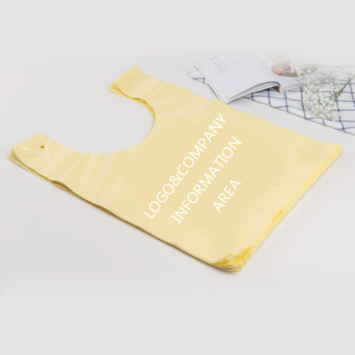Supermarket plastic clear bag vest handles bags t shirt shopping plastic bags with own logo