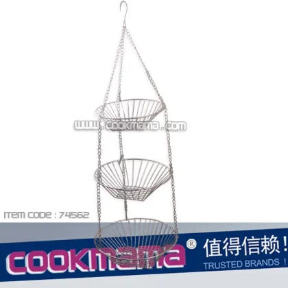 3-tier wire hanging basket,3 tier hanging fruit basket,hanging basket,Chrome