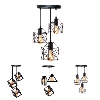 Vintage Iron Cage Pendant Lights - Retro Indoor Lighting Fixture