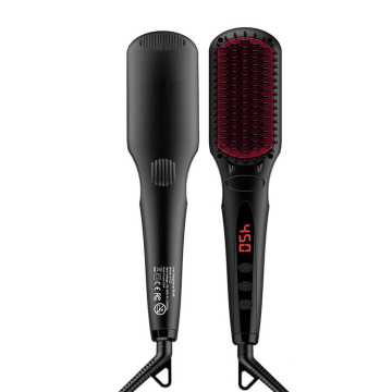 Professional Electric Ionic 2-in-1 Hair Straightener Brush with LCD Display