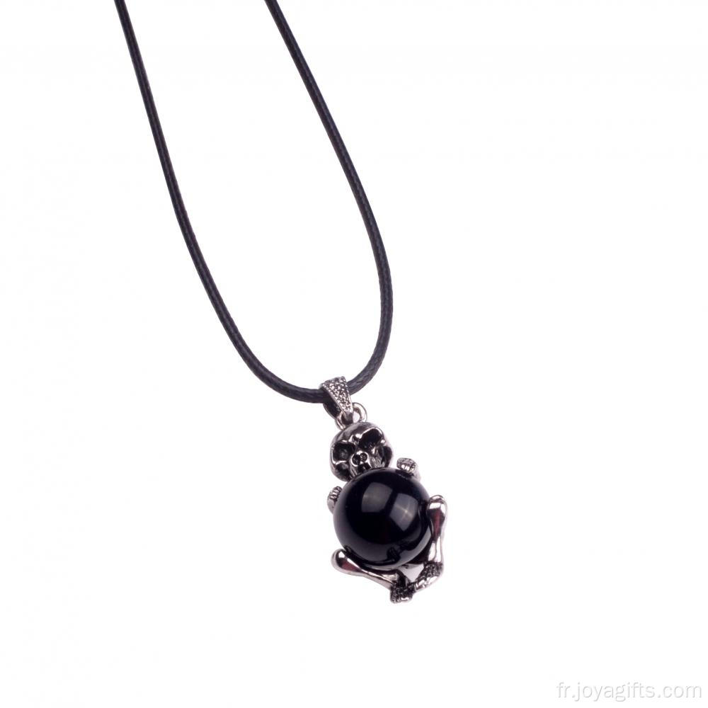 Collier pendentif accessoires crâne antique Onyx bijoux