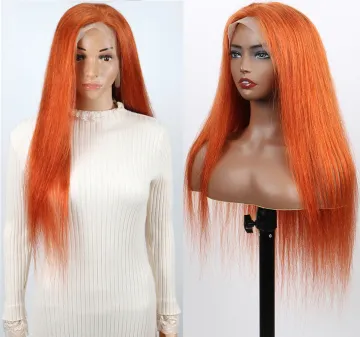 Uniky  Ginger Color Orange Lace Frontal Wig Transparent Lace Human Hair wig