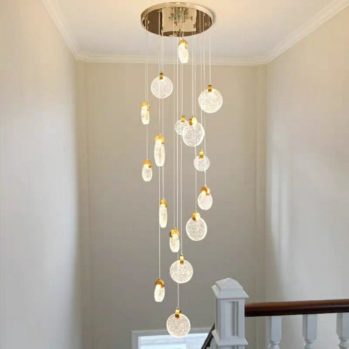 LEDER Crystal Gold Lantern Chandelier