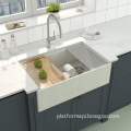 ODM Wholesale Handcrafted Rectangular Concrete Kitchen Sink: Front Workstation, Concrete Sink, Black Farm Apron Style