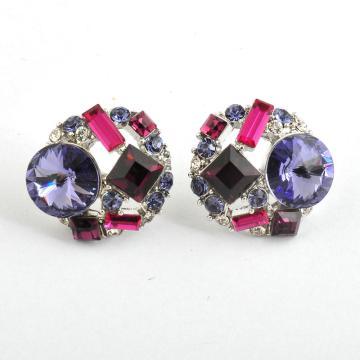multi-color imitation rhodium plated earringwith swarovski stone