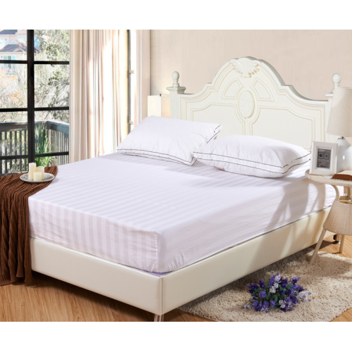 Sateen Stripe 2cm White Color Fitted Sheet