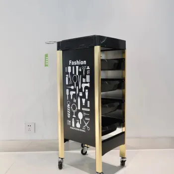 Black Gold Plastic Trolley Cart for Hair Salon Furniture - Cheap and for Sale