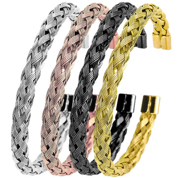 Hot Sale Stainless Steel Gold Plated Twist Weave Bracelet
