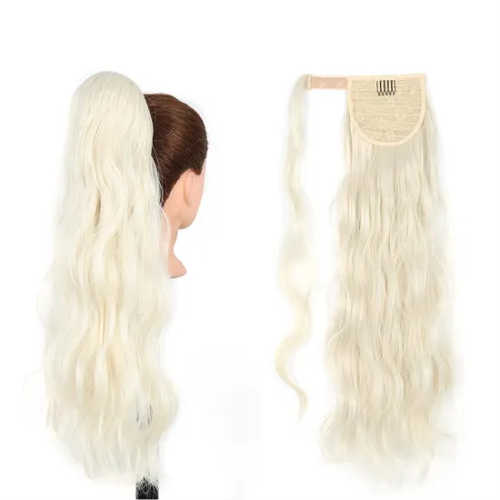Hot Selling Factory Price For Black Women Crystal Hair Ponytails Wrap Around Clip In Hairpieces Synthetic Ponytail Extensions