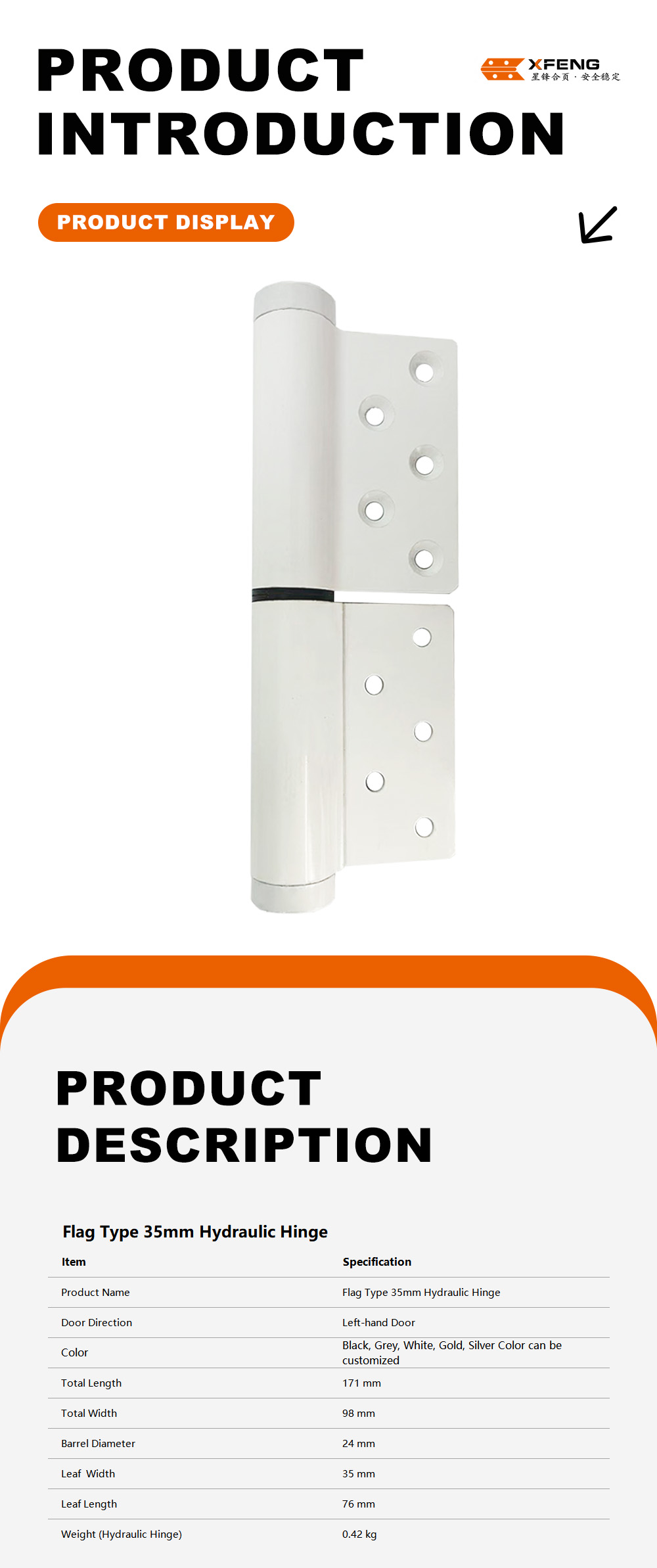 1-Flag Type 35mm Hydraulic Hinge-x