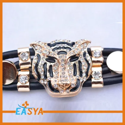 Hot Sale Of Tiger Head Jewelry Leather Rope Bracelet For Boy