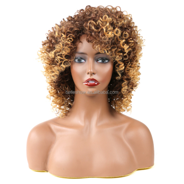 Hot sell Synthetic Afro Kinky Curly Wigs  For Black Women Heat Resistant Fiber Ombre Blonde Short Curly Wigs