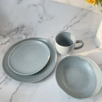 Stoneware ceramic Round Plate Dinnerset reactive glazed