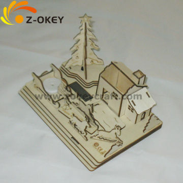 Personalized design 3D wood puzzles for assembling a Christmas house and tree