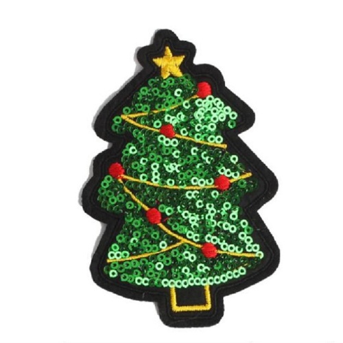 Sequin Christmas tree iron on embroidery patches