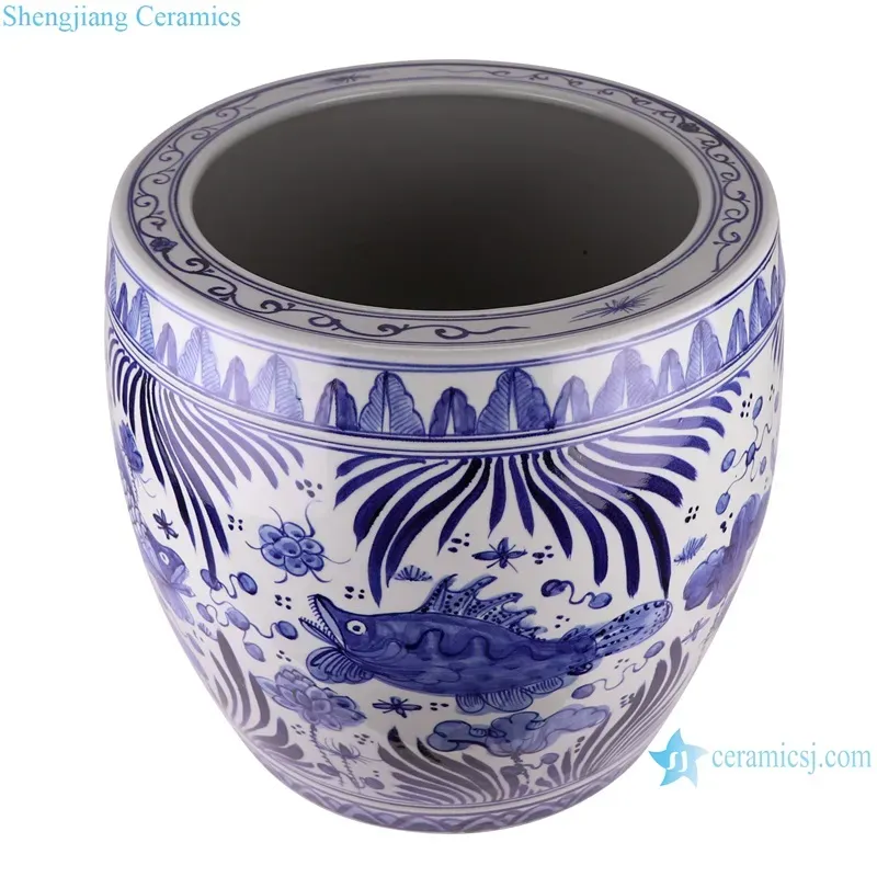 Blue and White Mackerel Algal Pattern Tank Planter