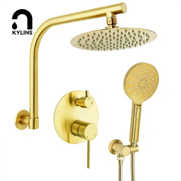 Gold Bath 3 Function Button Concealed Shower Mixer Faucet for Bathroom