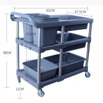 RUITAI Large Three Tier Hotel Catering Heavy Duty Kitchen Service Trolley