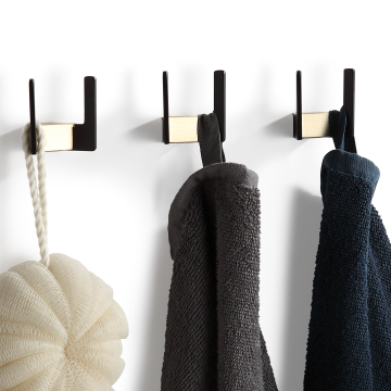 Black Gold Zinc Alloy Wall Hooks - 3 Pieces for Living Room and Wardrobe