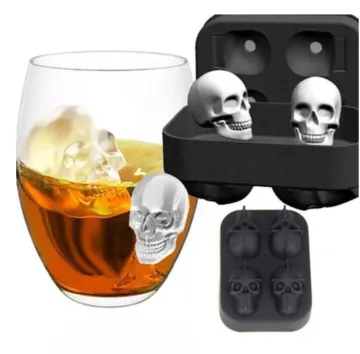 4 hole square silicone skull ice ball mold