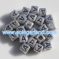 Perles Cube Alphabet Argent Antique 6MM Perles Carrées Lettre Unique