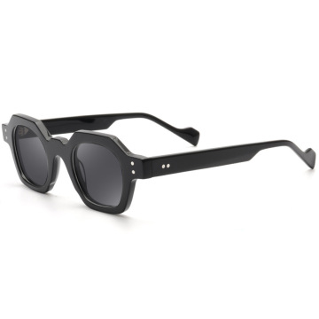 Acetate Sunglasses For Mens Black Hexagon Sunglasses Frame Factory
