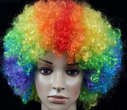 Rainbow Afro Wig - Colorful Clown Wig for Kids, Adults - 70's Disco Cosplay