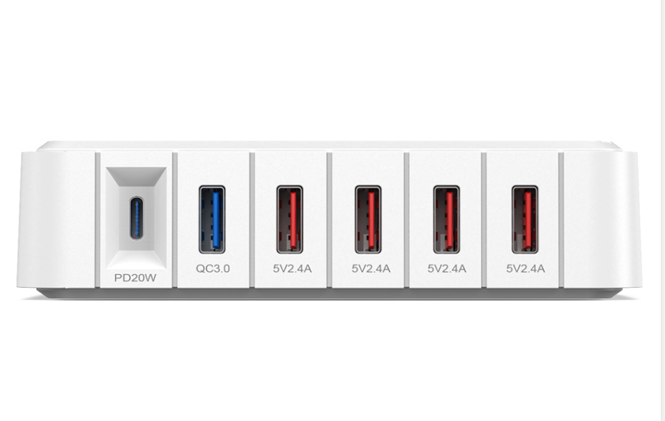 USB Travel Charger QC3.0 6-Ports Charging Station