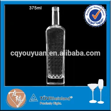 Glittering fashion flask 375ml glass wine bottle for vodka