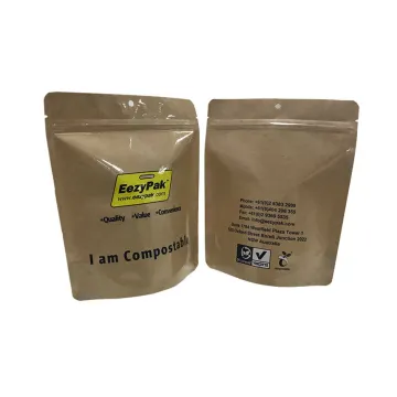 Ground Coffee Kraft Paper Bags Stand Up Pouch With Resealable Zipper