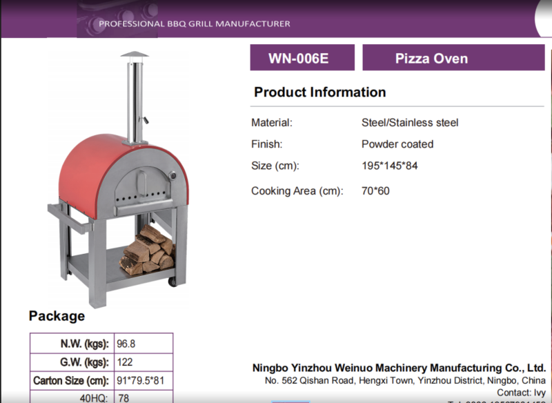 Large-Sized Wheeled Wood-Fired Outdoor Pizza Oven