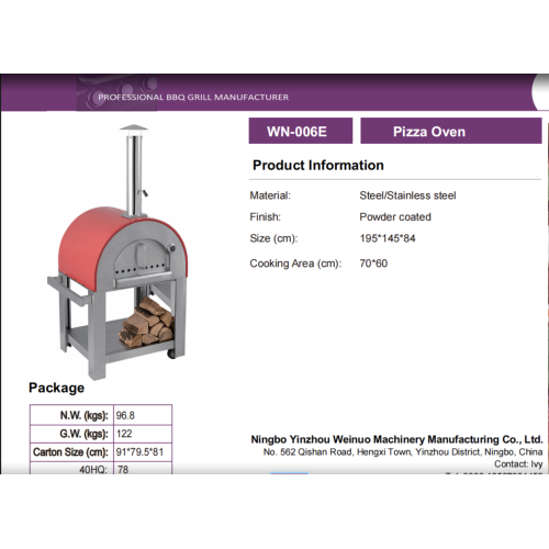 Large-Sized Wheeled Wood-Fired Outdoor Pizza Oven