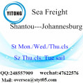 Consolidation de LCL du port de Shantou à Johannesburg