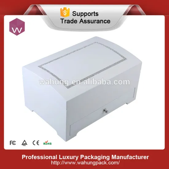 White Wooden big Jewelry storage box with drawer