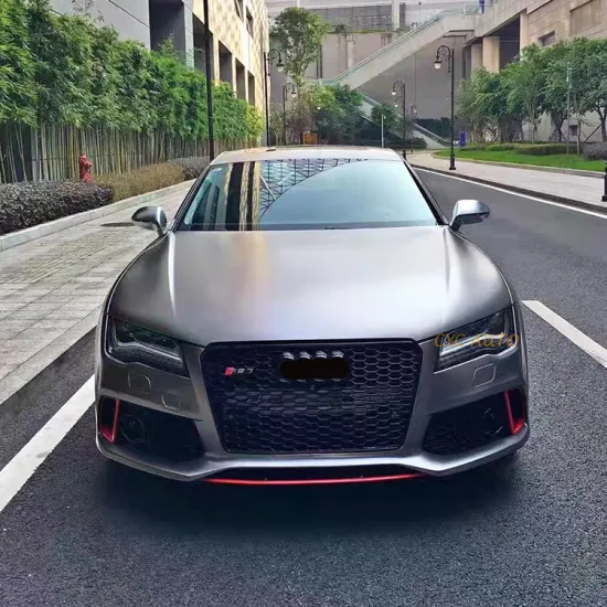 Honeycomb C7 RS7 ABS Front Bumper Grille - Gloss Black/Silver for Audi A7 4G Sportback S7 S-line (2011-2015)